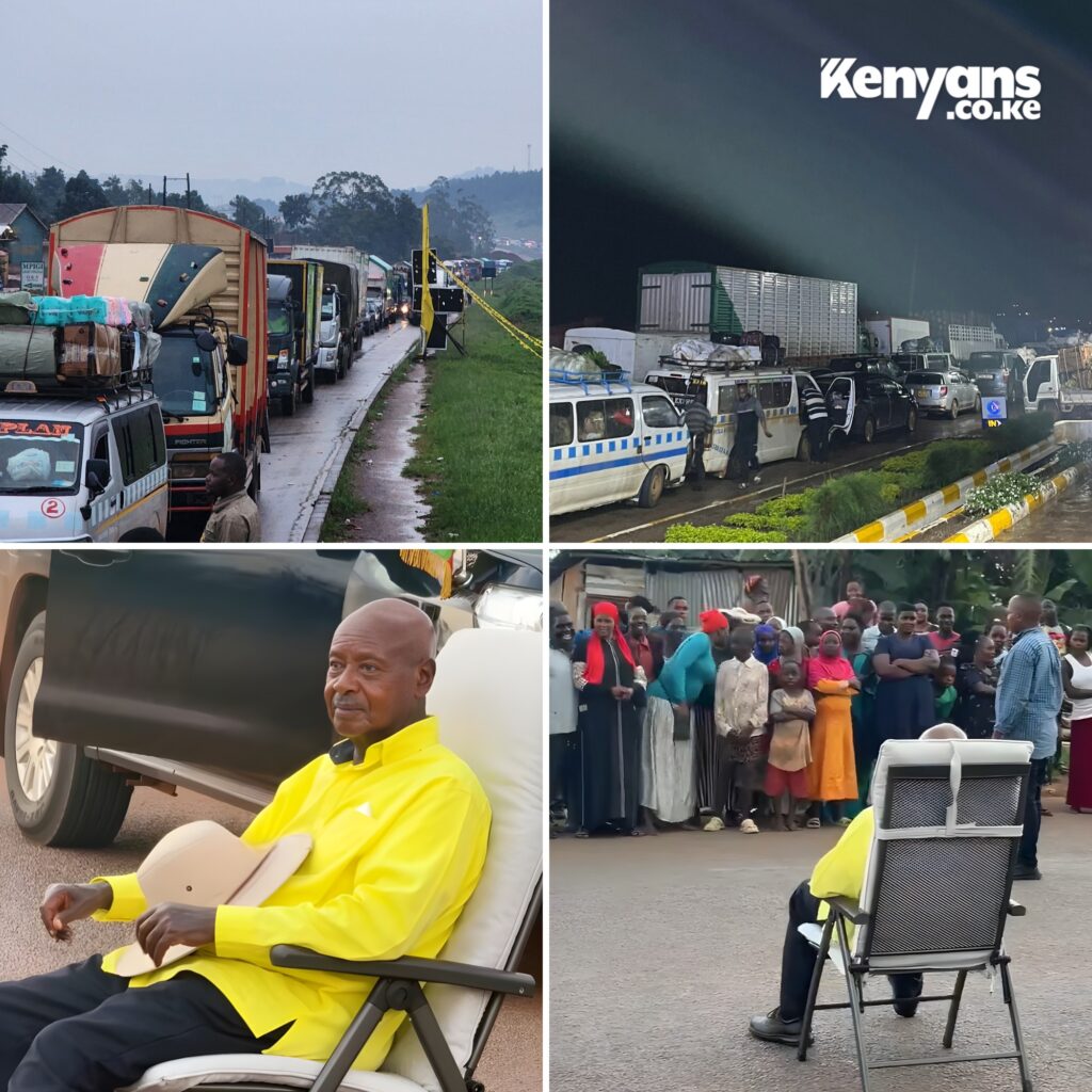 Museveni sits at the Highway